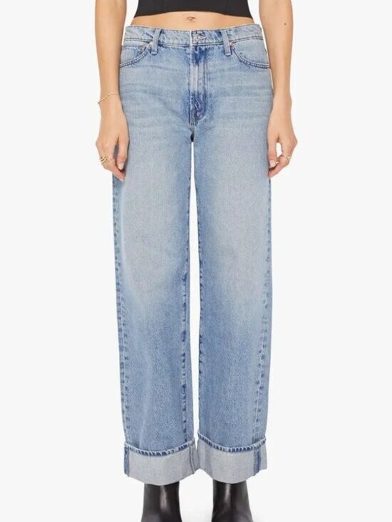 MOTHER Denim - New Mother Dodger Skimp High Waist Cuffed Hem Wide Leg Jeans